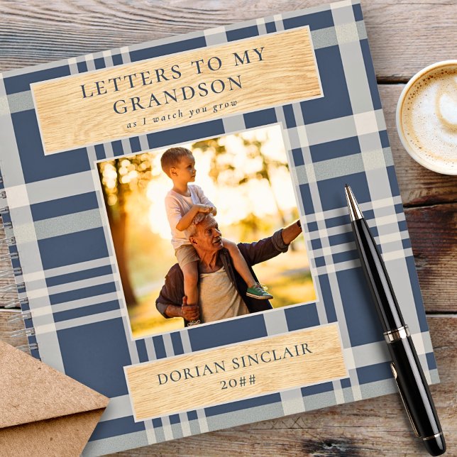 Cuaderno Cartas a mi nieto Buffalo Plaid Wood Photo (Subido por el creador)