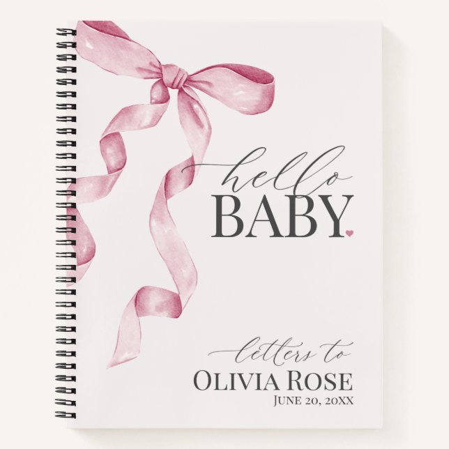 Cuaderno Cartas Baby Shower Chica de la Coqueta Rosa Pastel (Anverso)