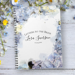 Cuaderno Cartas de acuarela de hidrangea azul a la novia