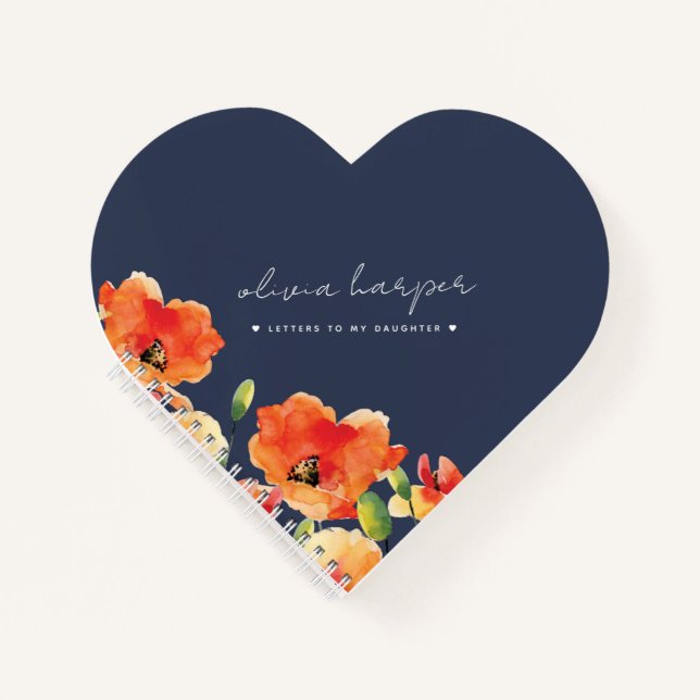 Cuaderno Cartas de amapola dorada azul de la marina a mi hi (Anverso)