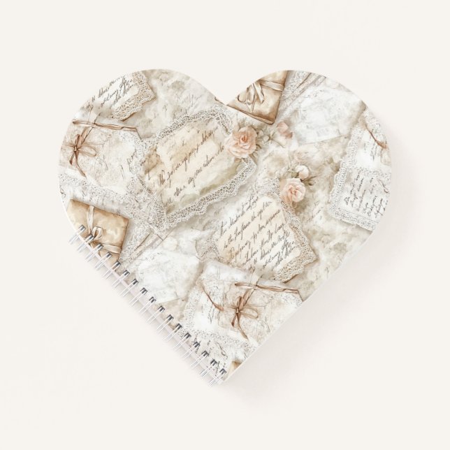 Cuaderno Cartas de Amor Rosas Románticas Marfil Rubor Prett (Anverso)