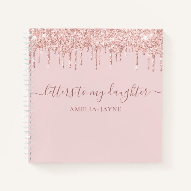 Cuaderno Cartas de Purpurina rosado a mi hija Keepsake (Anverso)