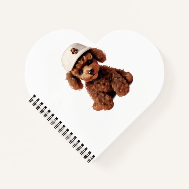 Cuaderno Cartel de Caniche en Taza de Té Blanca (Anverso)