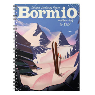 Cuaderno Cartel de esquí de Bormio, Sondrio, región de Lomb