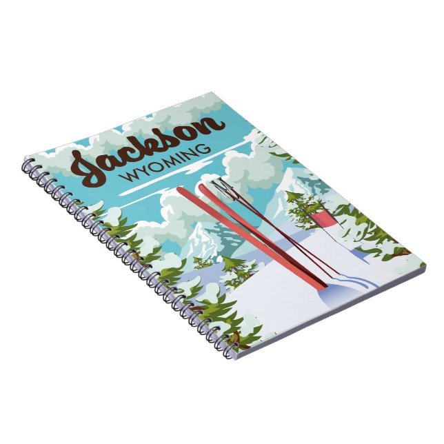 Cuaderno Cartel de esquí de Jackson Wyoming (Lado Derecho)