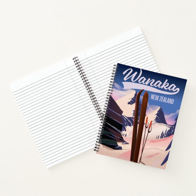 Cuaderno Cartel de esquí de Wanaka Nueva Zelanda (Interior)
