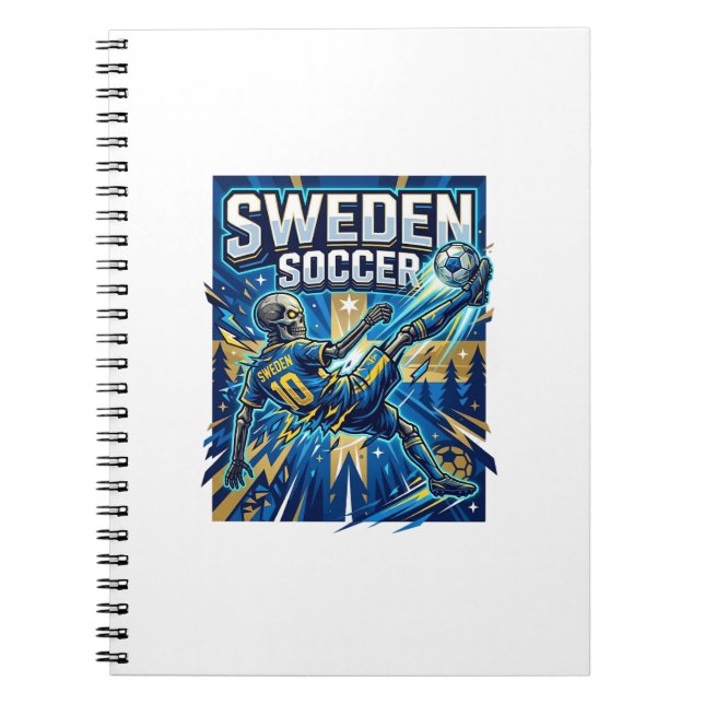 Cuaderno Cartel de estilo de fútbol esqueleto de Suecia (Frente)