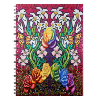 Cuaderno Cartel de Pascua con Rosas del arcoiris