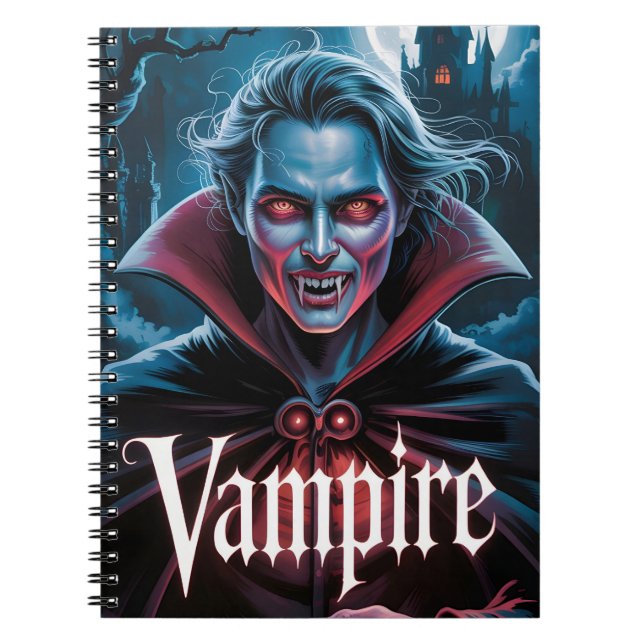 Cuaderno Cartel de película de vampiro clásico estilo Drácu (Frente)