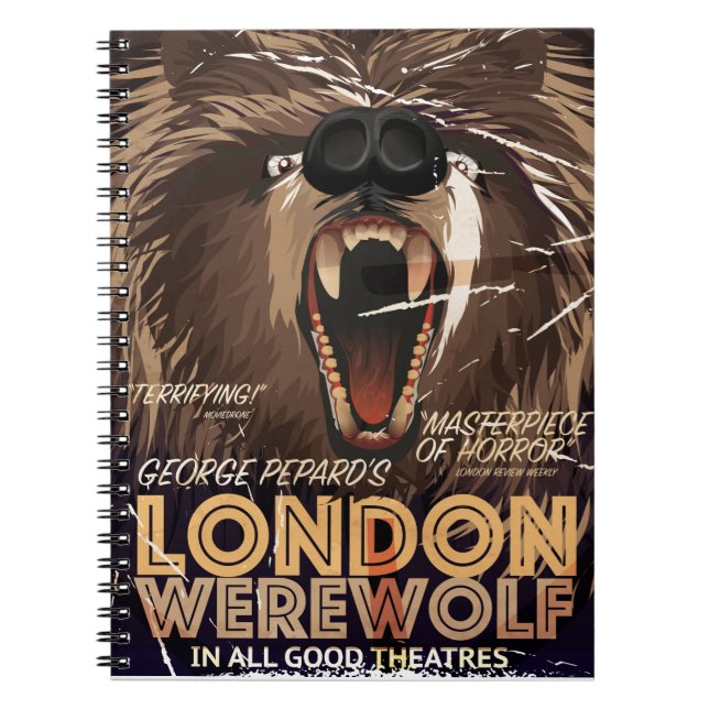 Cuaderno Cartel de película vintage de hombre lobo de Londr (Frente)