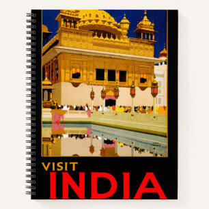 Cuaderno Cartel de viaje a la India arte vintage indio