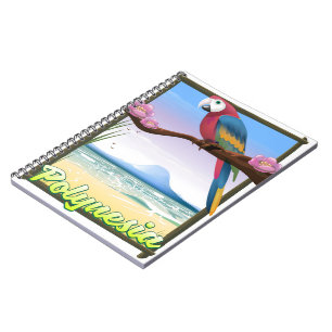 Cuaderno Cartel de viaje a la playa de Polinesia