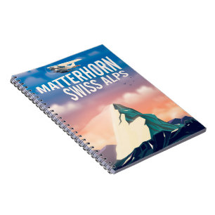 Cuaderno cartel de viaje a los Alpes suizos Matterhorn