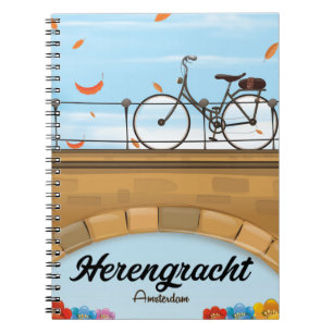 Cuaderno Cartel de viaje al canal Herengracht Amsterdam