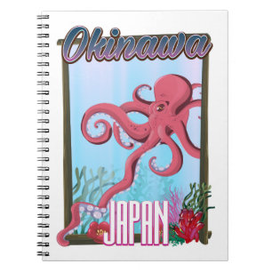 Cuaderno Cartel de viaje de calamar de Okinawa Japón