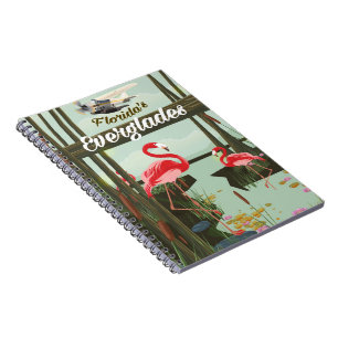 Cuaderno cartel de viaje de dibujos animados de los Evergla
