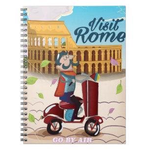 Cuaderno Cartel de viaje de dibujos animados de Roma