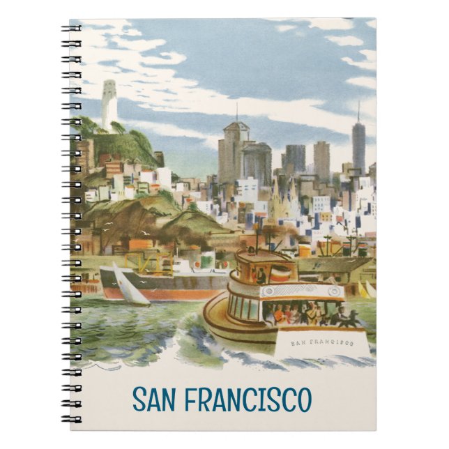 Cuaderno Cartel de viaje de la bahía de San Francisco (Frente)