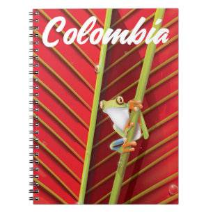 Cuaderno cartel de viaje de la rana arbórea de Colombia