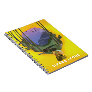Cuaderno cartel de viaje de mapa ilustrado de sierra leona