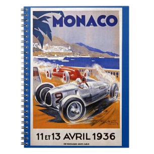 Cuaderno Cartel de viaje de Mónaco, carrera automovilística