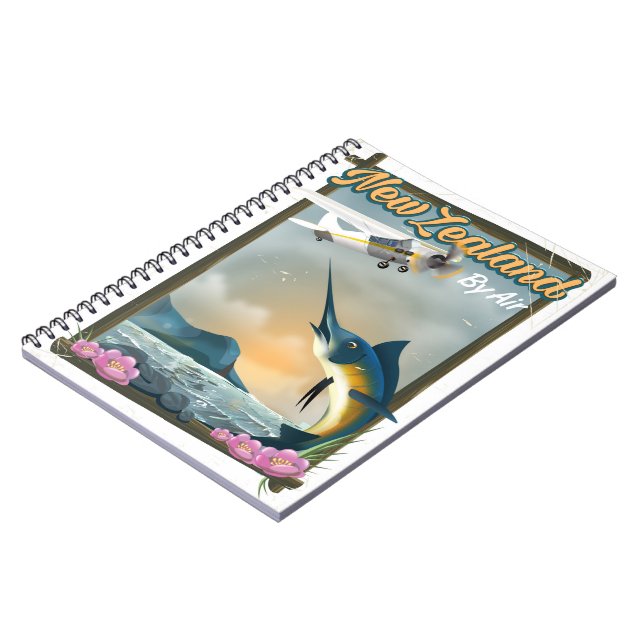 Cuaderno Cartel de viaje de pesca de Nueva Zelandia (Lado Izquierdo)