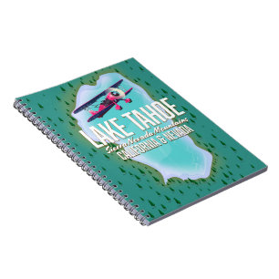 Cuaderno cartel de viaje del mapa del lago Tahoe