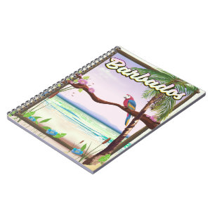 Cuaderno Cartel de viaje del paisaje del loro de Barbados