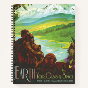 Cuaderno Cartel de viaje espacial retro-misión científica d