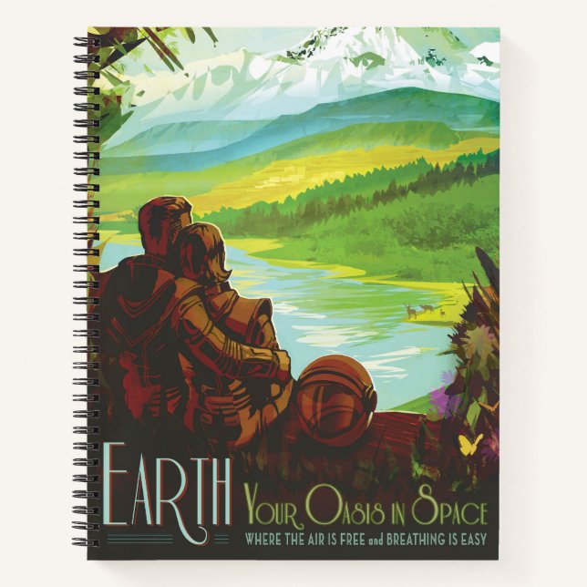 Cuaderno Cartel de viaje espacial retro-misión científica d (Anverso)