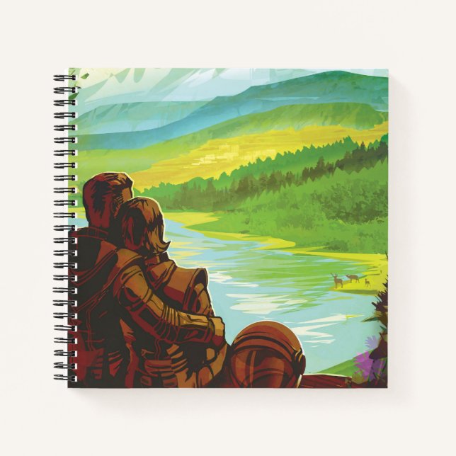 Cuaderno Cartel de viaje espacial retro-misión científica d (Anverso)