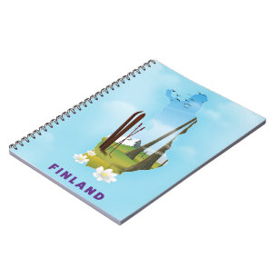 Cuaderno cartel de viaje ilustrado de Finlandia