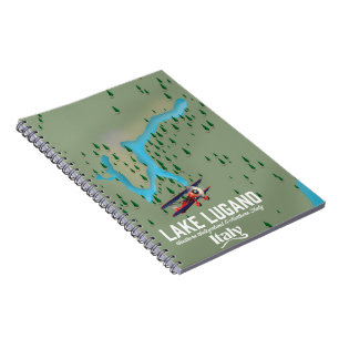 Cuaderno Cartel de viaje Lago Lugano Italia - Suiza