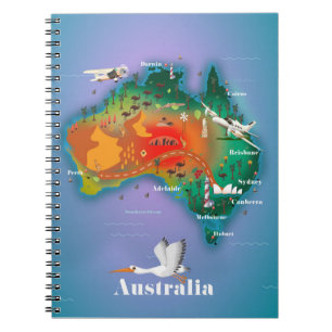 Cuaderno cartel de viaje mapa de Australia