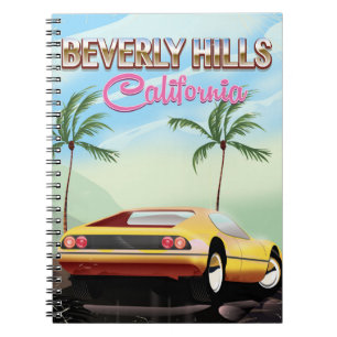 Cuaderno Cartel de viaje retro de Beverly Hills California