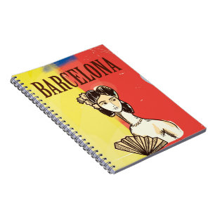 Cuaderno Cartel de viaje vintage de Barcelona España