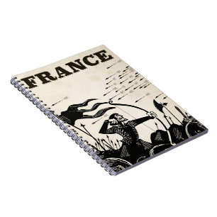 Cuaderno Cartel de viaje vintage de Francia. Coche medieval