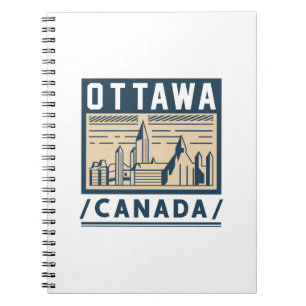 Cuaderno Cartel de viaje vintage de la silueta urbana de Ot