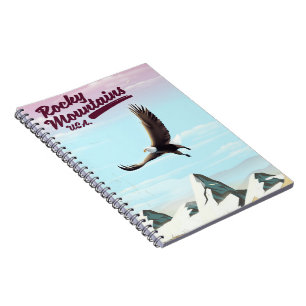 Cuaderno Cartel de viaje vintage de las Montañas Rocosas EE