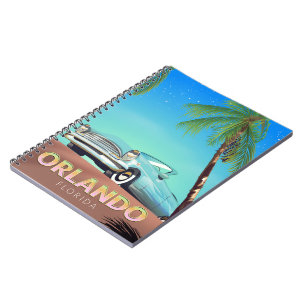 Cuaderno Cartel de viaje vintage de Orlando Florida,