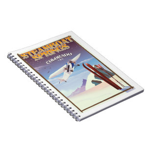 Cuaderno Cartel de viaje vintage de Steamboat Springs color