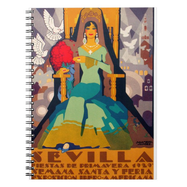Cuaderno cartel de viaje vintage sevilla españa (Frente)