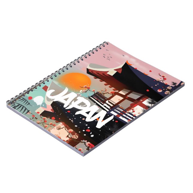 Cuaderno Cartel del edificio de Japón al atardecer (Lado Izquierdo)