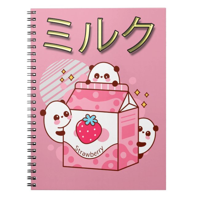 Cuaderno Cartel del sacudón de fresa de Kawaii japonés (Frente)