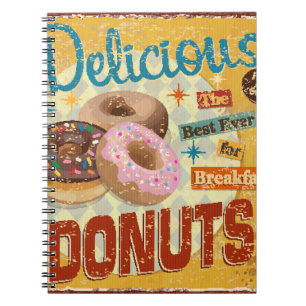 Cuaderno Cartel metalizado de Donuts vintage.