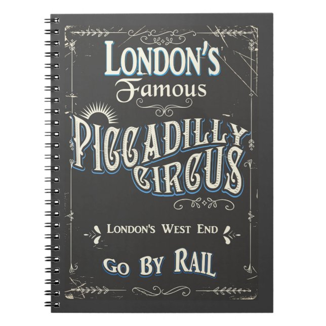 Cuaderno Cartel vintage de Piccadilly Circus Londres (Frente)