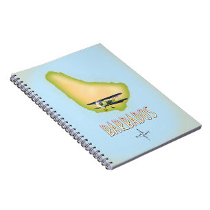 Cuaderno Cartel vintage de viaje del mapa de Barbados.