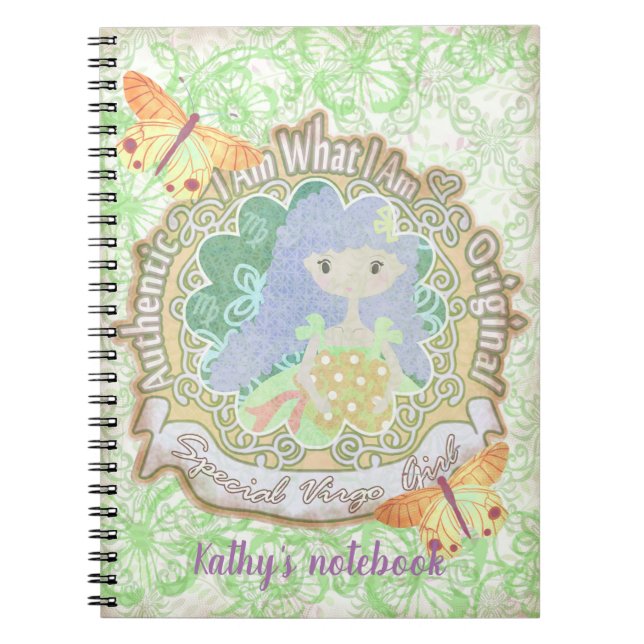 Cuaderno Carteles de virgo. Portátil personalizado. (Frente)