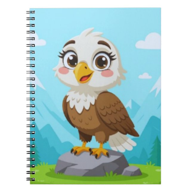 Cuaderno Cartoon Eagle on Rock – Cute Vector Character (Frente)