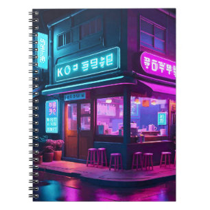 Cuaderno Casa de café coreana neon LoFi Art 